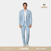 休闲 套装 SUITSUPPLY浅蓝色羊毛柞蚕丝混纺男士 西装