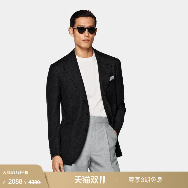 奥莱SUITSUPPLY深灰色羊毛西服外套宽松男士西装上衣