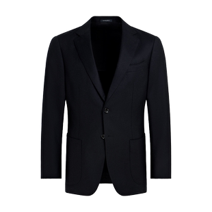 SUITSUPPLY藏青色S120支羊毛法兰绒外套男士西装上衣