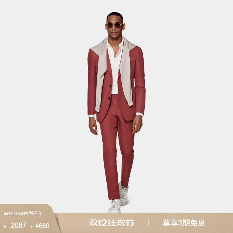 Suitsupply红色棉单排扣西装套装