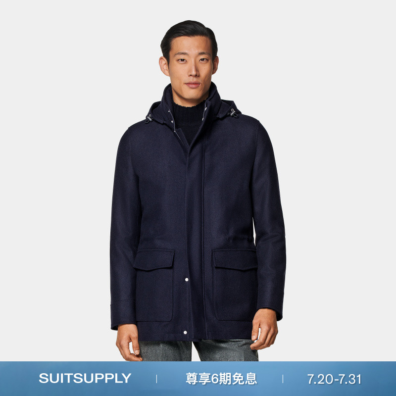 Suitsupply藏青色羊毛混纺外套
