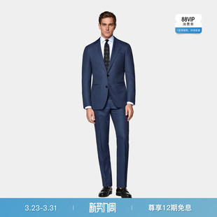 套装 SUITSUPPLY中蓝色S150支羊毛西服身型男士 西装