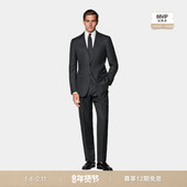 SUITSUPPLY深灰色S130支羊毛男士 经典 条纹西装 套装