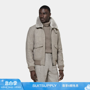 SUITSUPPLY浅棕色羊毛男士 秋季 飞行员夹克外套休闲时尚