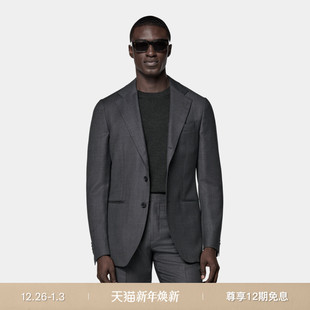SUITSUPPLY深灰色S130支羊毛外套鸟眼纹男士 上衣 西装