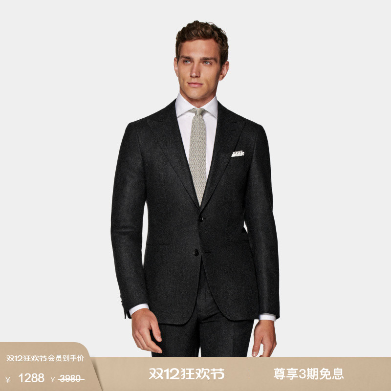 Suitsupply深灰色羊毛法兰绒西服
