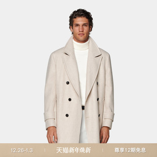 SUITSUPPLY砂砾色羊毛山羊绒混纺男士 大衣外套