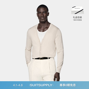 SUITSUPPLY砂砾色羊毛混纺开襟衫