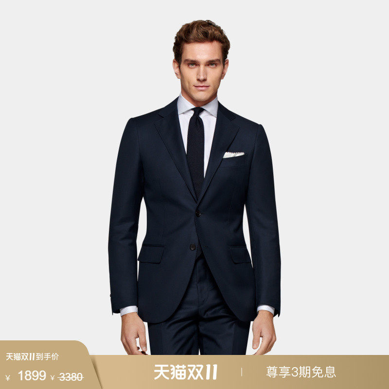 奥莱SUITSUPPLY藏青色S110支羊毛西服外套男士西装上衣
