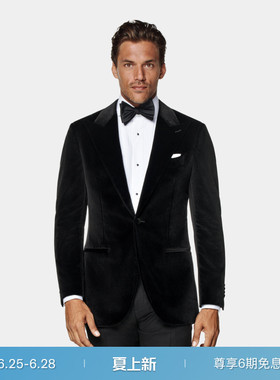 SUITSUPPLY外套黑色棉混纺男士晚礼服西装上衣正装