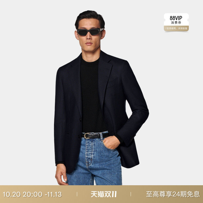 SUITSUPPLY藏青色四股羊毛西装上衣易打理