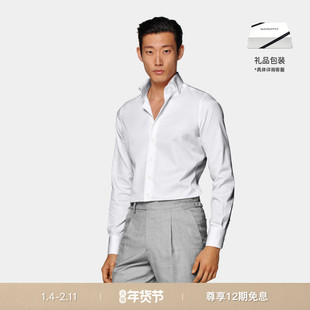 热卖衬衫SUITSUPPLY白色埃及棉宽展领男士商务休闲款