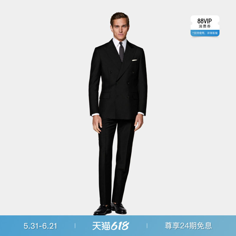 26夏季新品SUITSUPPLY黑色羊毛混纺合身款西装套装
