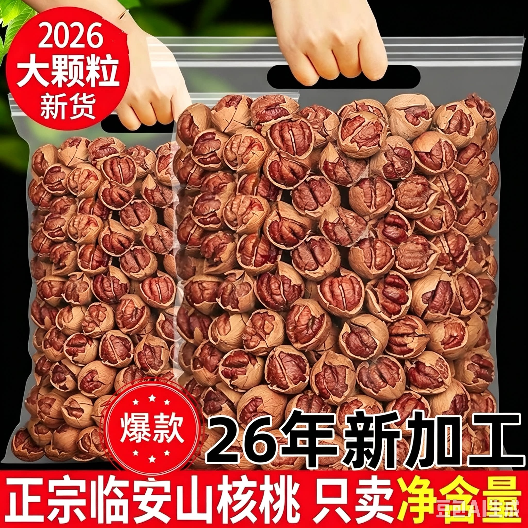 2026年加工临安手剥山核桃500g袋装特好剥小胡桃黑核桃坚果仁礼盒