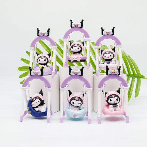 创意新款荡秋千库洛米梦幻岛潮玩手办可爱卡通摇摇椅扭蛋桌面