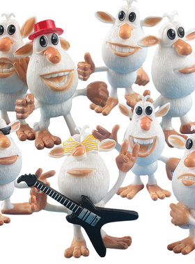 跨境俄罗斯动画片小白猪Booba Buba手办模型公仔玩偶娃娃摆件