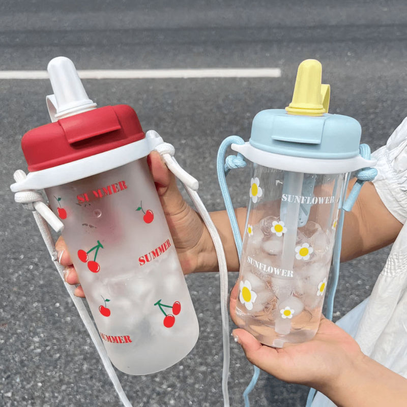 2024新款茶水分离水杯女生高颜值学生大容量杯子夏季樱桃吸管杯