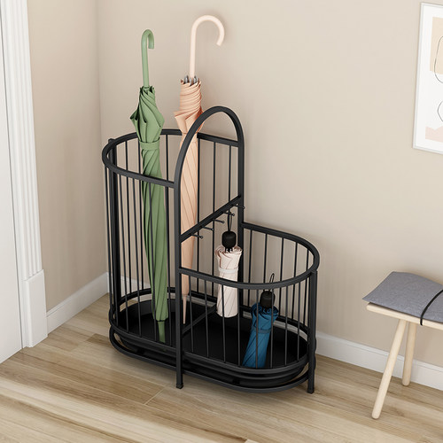 北欧风铁艺桶放电梯口收纳雨伞架