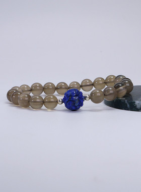 天然灰月光青金石龙珠