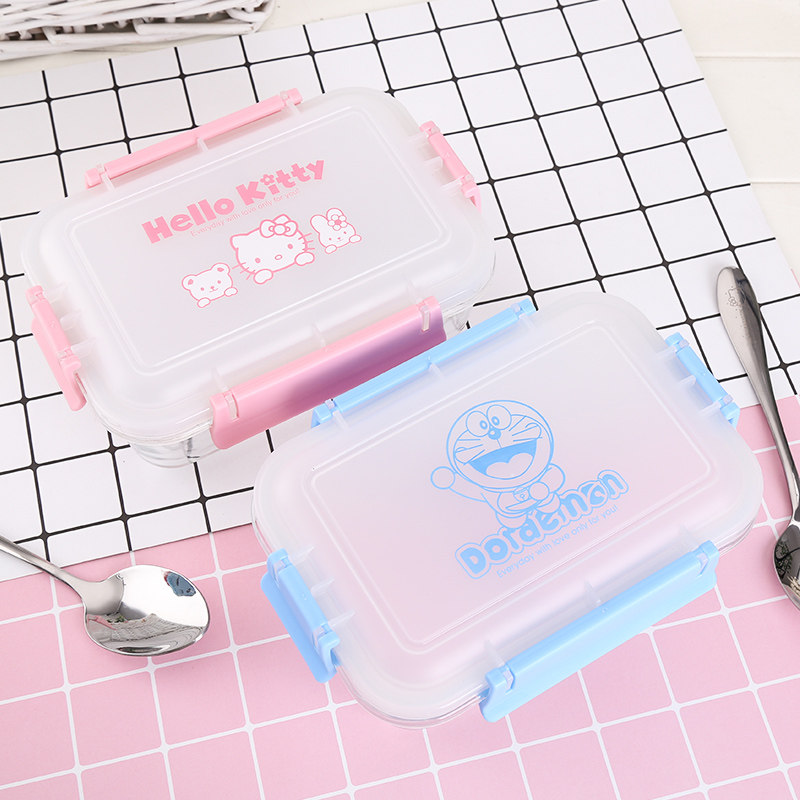 保鲜盒微波炉耐热玻璃饭盒卡通可爱Kitty长方形分隔餐盒便当盒在类目 餐饮具, 保鲜容器/保鲜器皿, 保鲜盒中 - 来自Buy2taobao.com提供专业的淘宝代购服务
