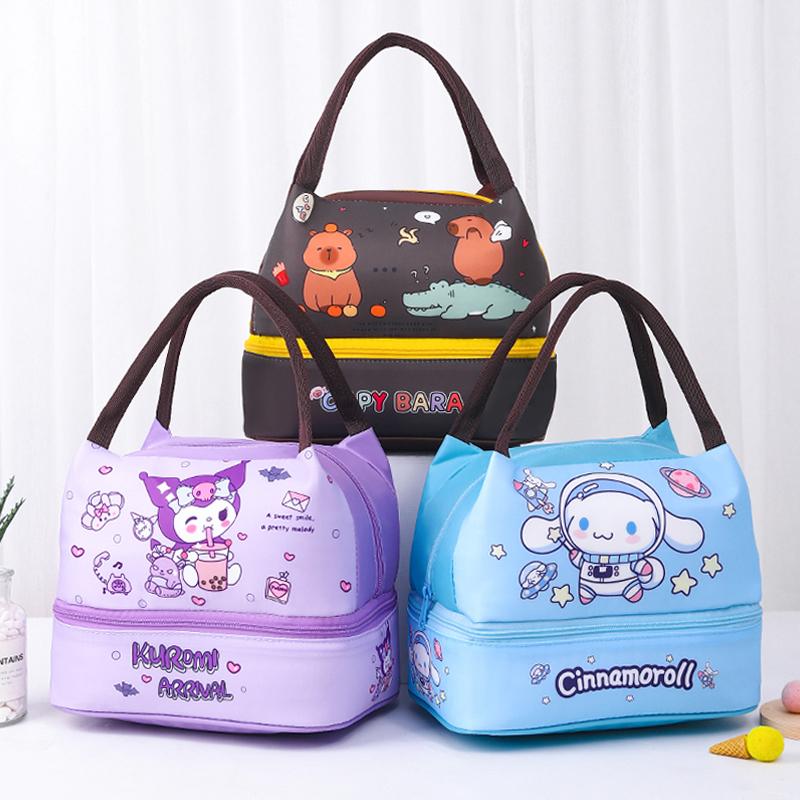 学生饭盒袋双层大容量防水可爱