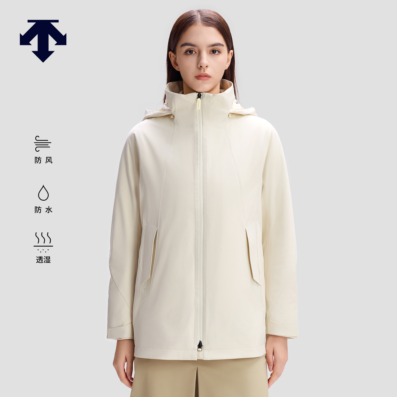 DESCENTE迪桑特DUALIS羽绒内胆防风防水透湿女士保暖三合一两件套