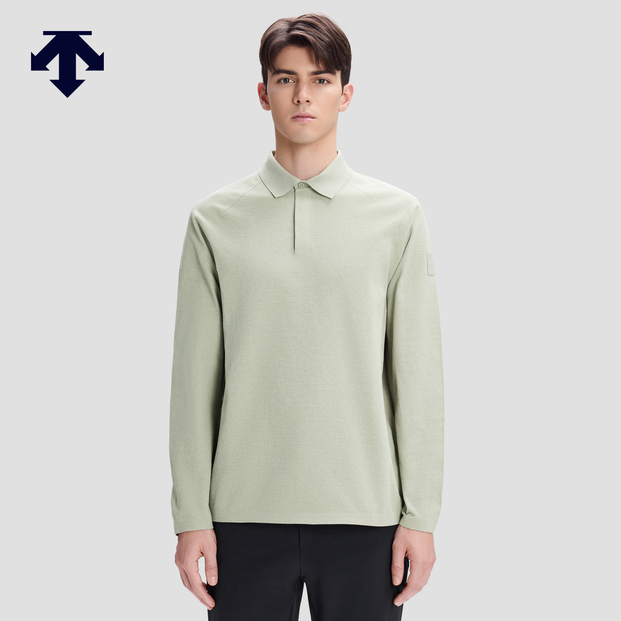DESCENTE迪桑特DUALIS系列都市通勤一体织面料男士长袖POLO衫