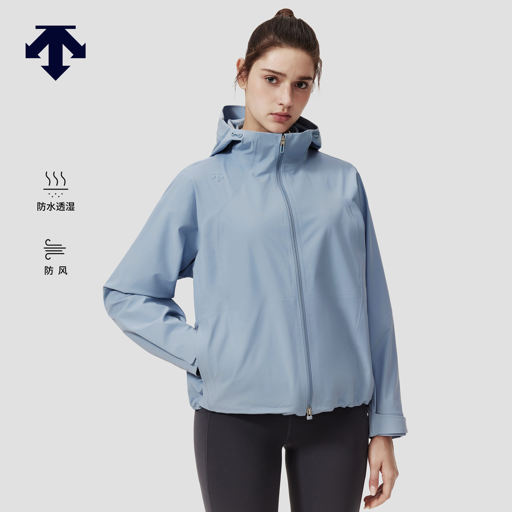 DESCENTE迪桑特女士防风防水透湿薄绒内层三合一两件套新品