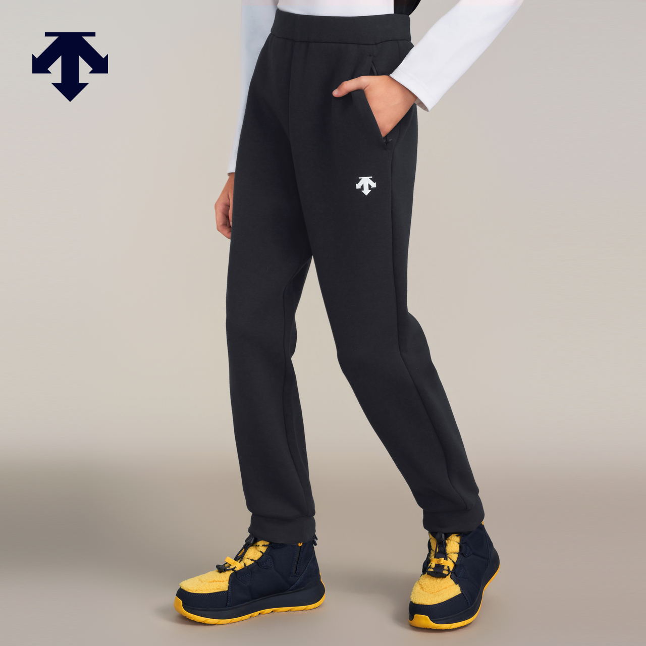 DESCENTE迪桑特 儿童SKI STYLE系列男女童同款针织运动长裤冬季