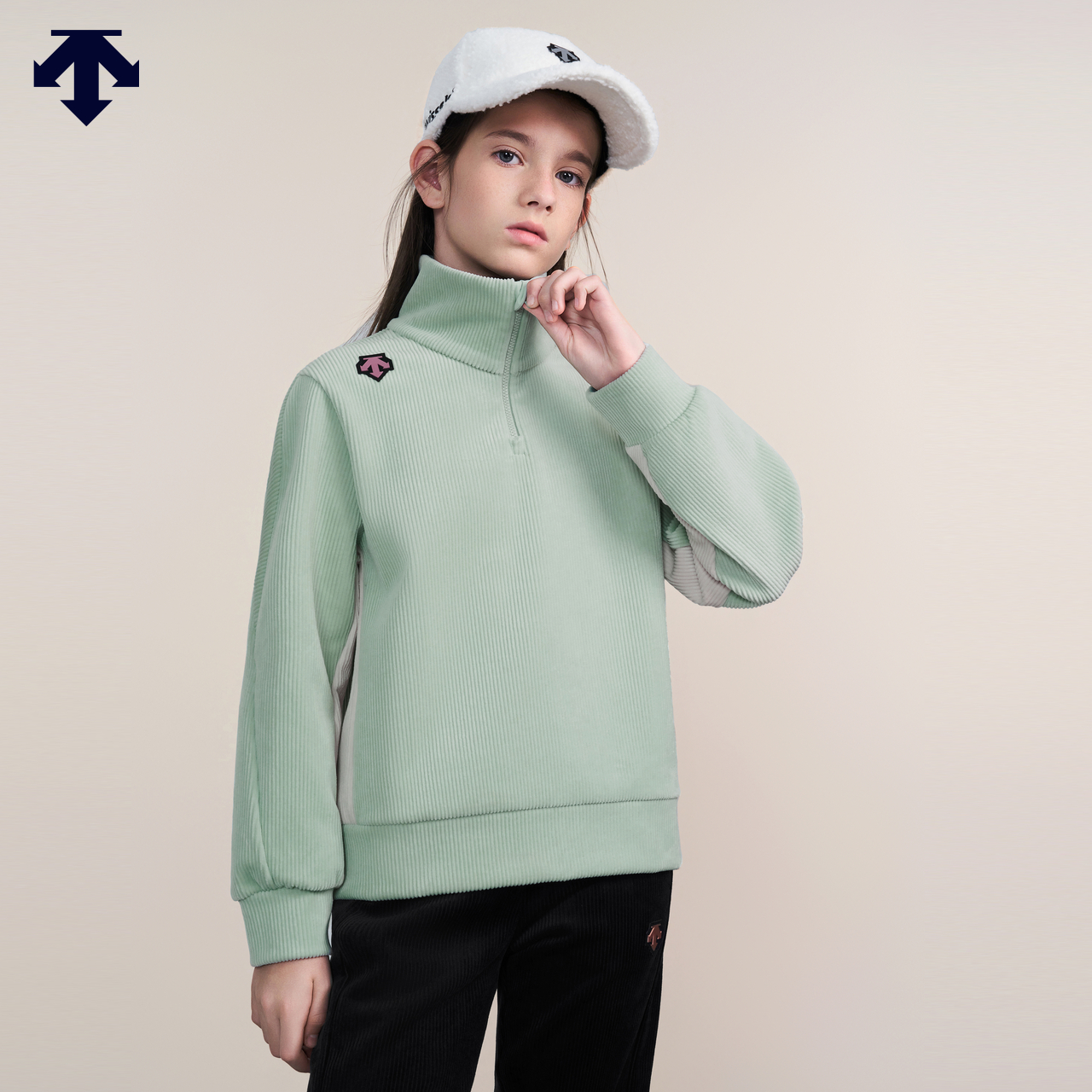 DESCENTE迪桑特儿童SKI STYLE系列女童针织套头衫冬季