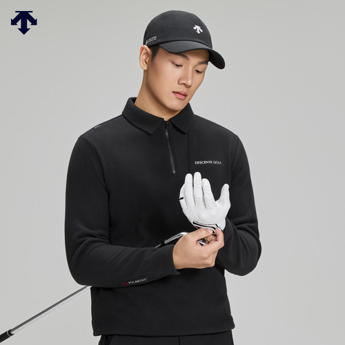 DESCENTEGOLF迪桑特高尔夫男士S-CORE系列抓绒长袖POLO衫冬季新品