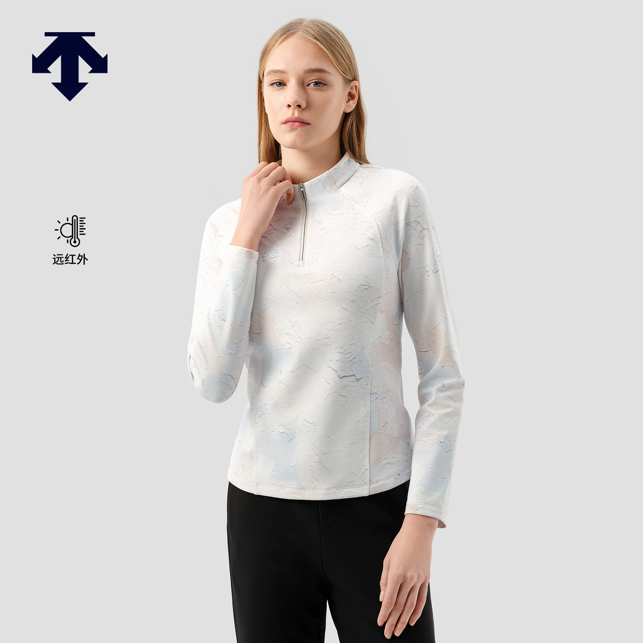 DESCENTE x Daniel Arsham艺术家联名远红外女士半拉链长袖针织衫