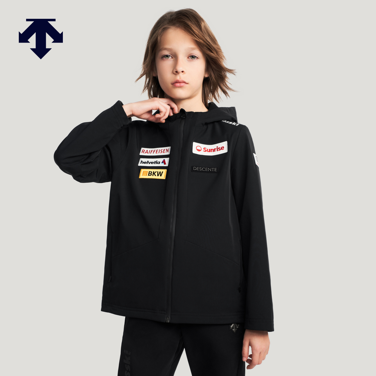 DESCENTE迪桑特 儿童SKI STYLE系列运动休闲男女童同款梭织上衣