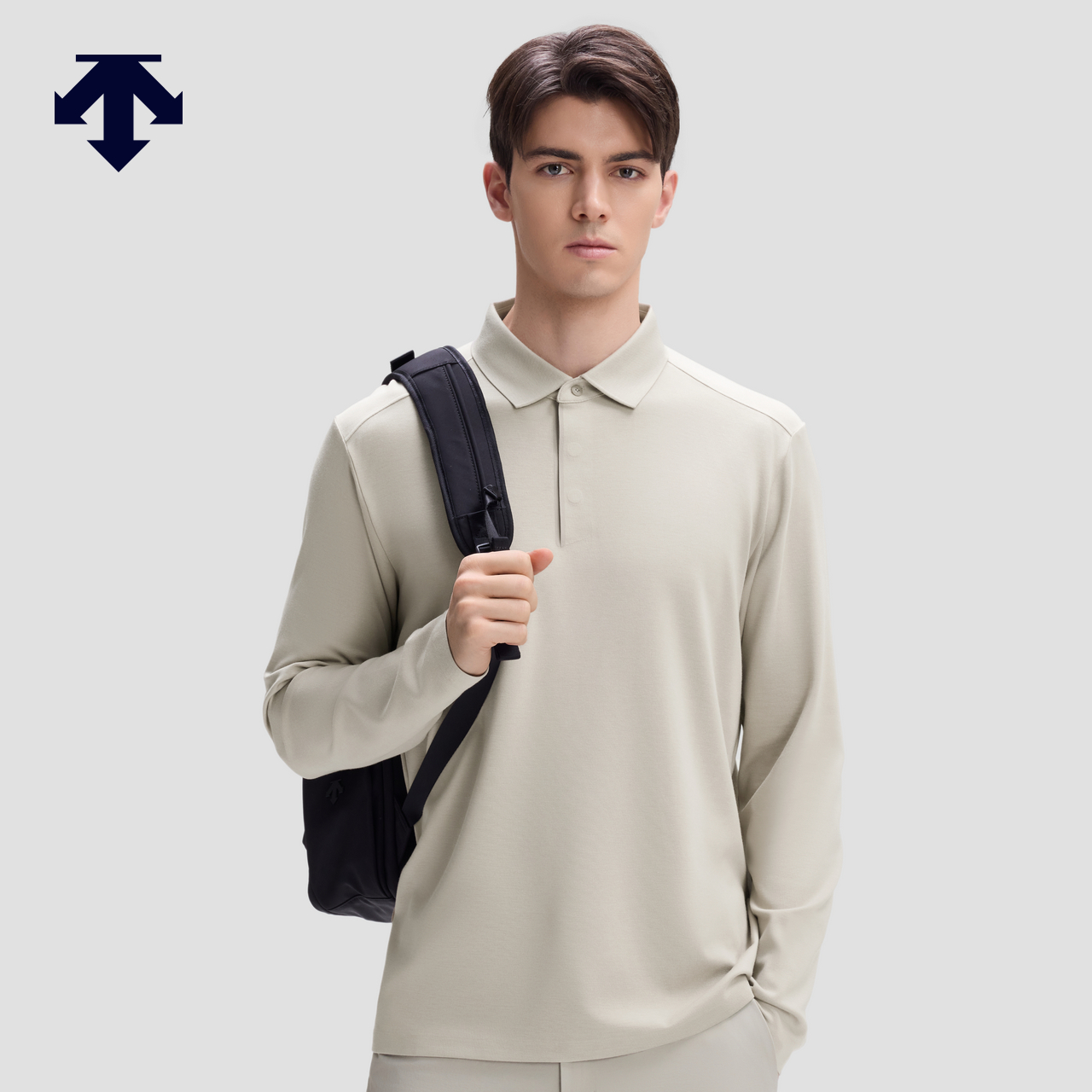 DESCENTE迪桑特DUALIS系列都市通勤男士长袖POLO衫秋冬新品