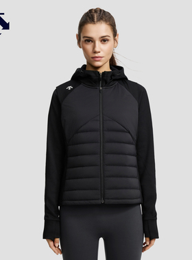 DESCENTE迪桑特HEAT NAVI羽绒马甲+抓绒针织连帽衫女士上衣两件套