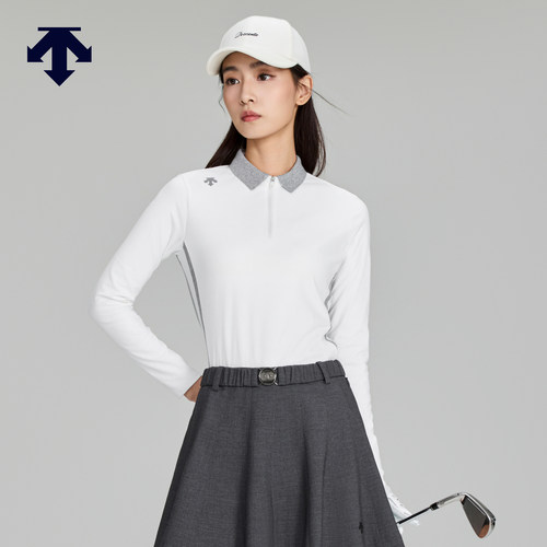 DESCENTEGOLF迪桑特高尔夫女PRO系列双面磨毛长袖POLO衫秋冬新品