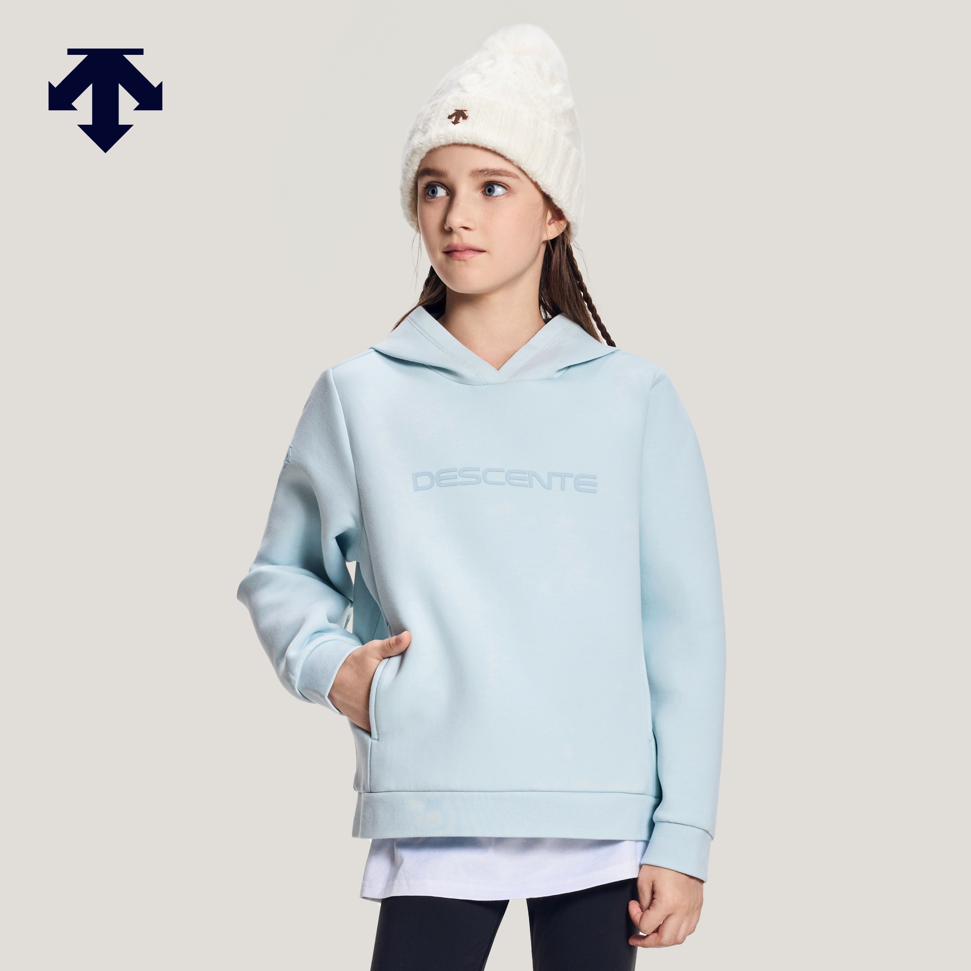 DESCENTE迪桑特儿童 SKI STYLE 男女童连帽运动卫衣
