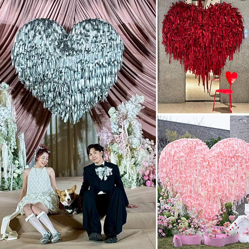 女神节蝴蝶结爱心背景墙婚礼装饰