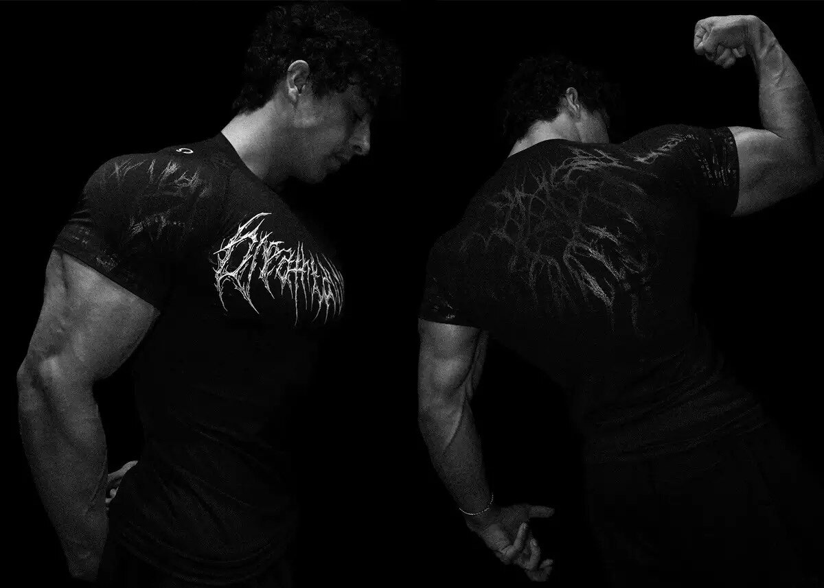 thumbnail for New Breathedivinity American Gothic Tight Stretch Quick Dry Sports Short Sleeve Fitness Compression Clothing