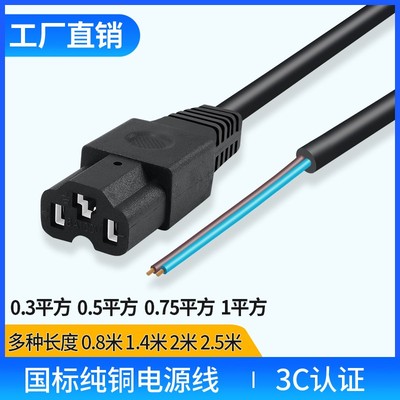 电动车充电器方孔输出线T通用电瓶车品字直头地摊灯设备延长线C13