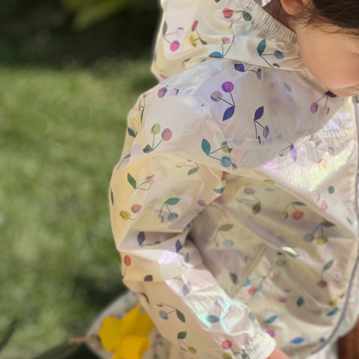 2025新款现货春夏bp彩色樱桃印花烫金珠光女童帽风衣防晒拉