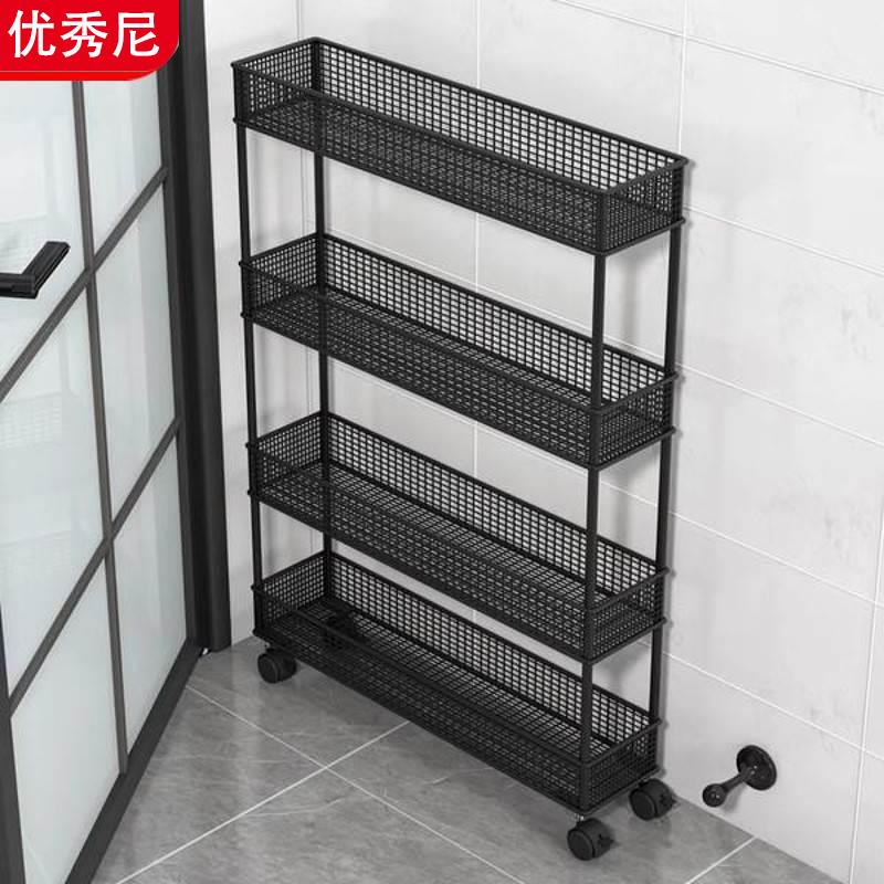 卫生间门后置物架厕所缝隙带轮小推车浴室夹缝架子门口收纳神器