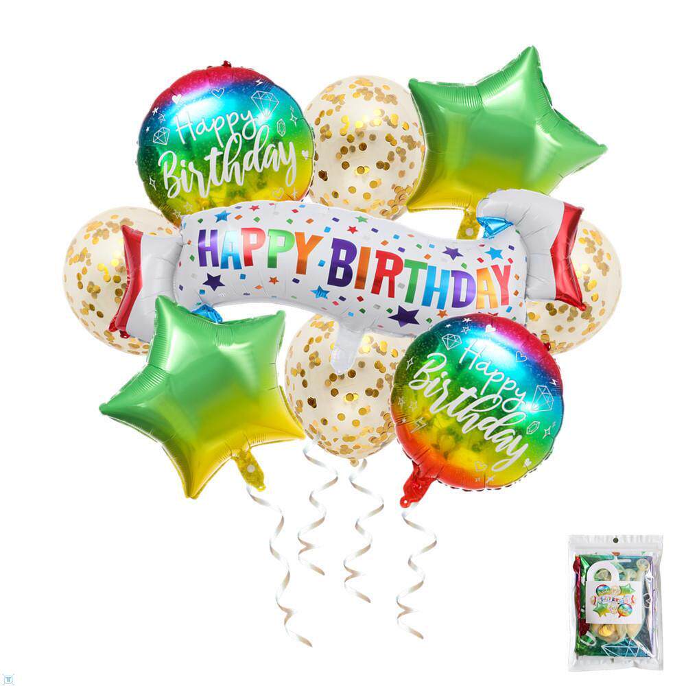 happy birthday banner aluminum film ball sequin balloon set