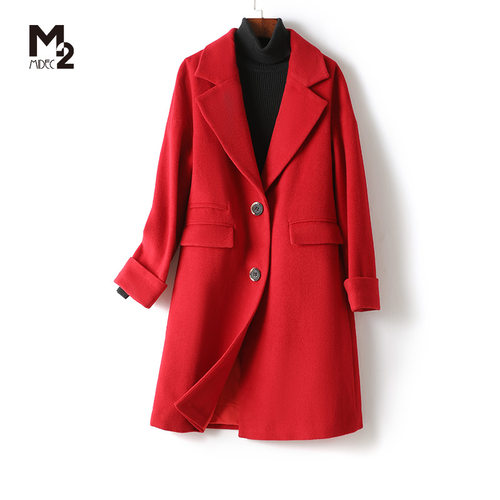 【品牌断码清仓】M2女装毛呢外套羊毛气质大气职业宽松中长款大衣 - 封面