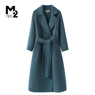 M2折扣店老钱风中长双面呢大衣