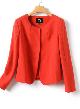 【品牌断码清仓】M2女装品牌休闲西装女春秋宽松大码红色外套