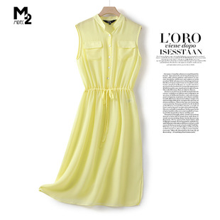 收腰显瘦雪纺仙气背心无袖 M2女装 大码 气质修身 连衣裙 2021年夏新款