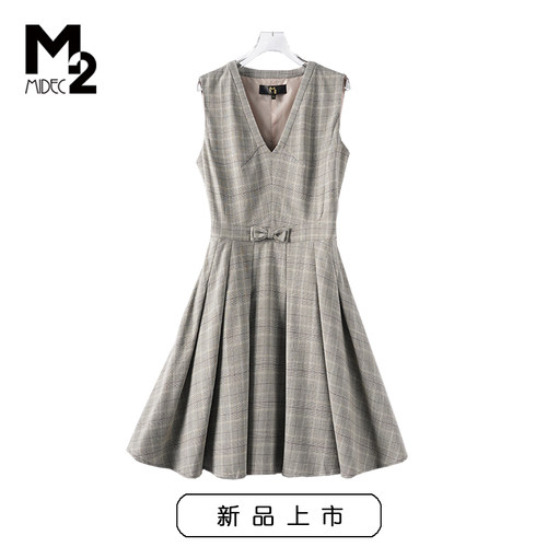品牌专柜折扣店女装休闲洋气无袖春夏连衣裙