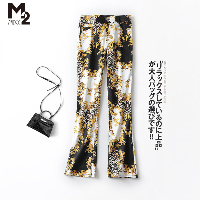 M2女装品牌折扣裤子女春秋直筒印花时尚气质洋气修身大码休闲裤,女装/女士精品,休闲裤,淘宝优惠券,粉丝福利购,淘宝优惠卷