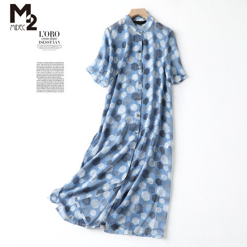 m2雪纺连衣裙女夏中长款衬衫设计